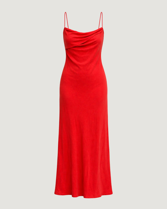 VESTIDO LONGO BUSTO PALA VERMELHO