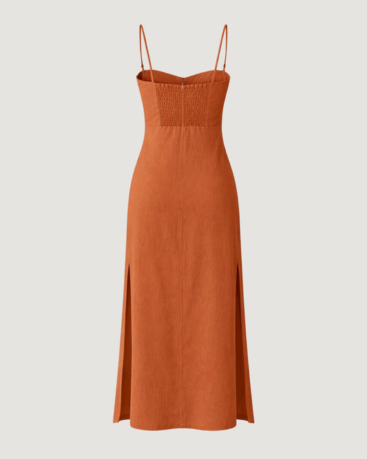 VESTIDO MIDI COM BOJO LARANJA