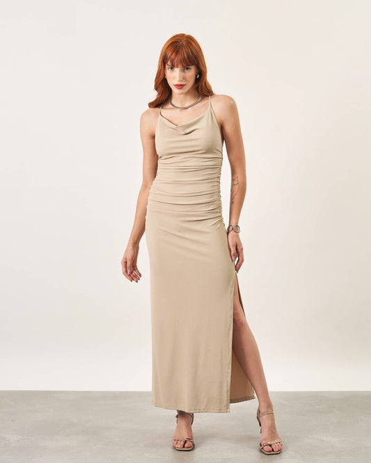 Vestido Longo Degagê BEGE