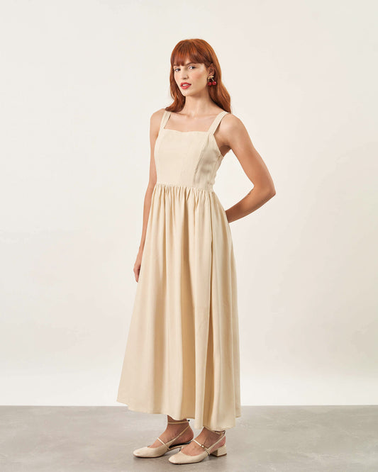 Vestido Midi Frente Única BEGE