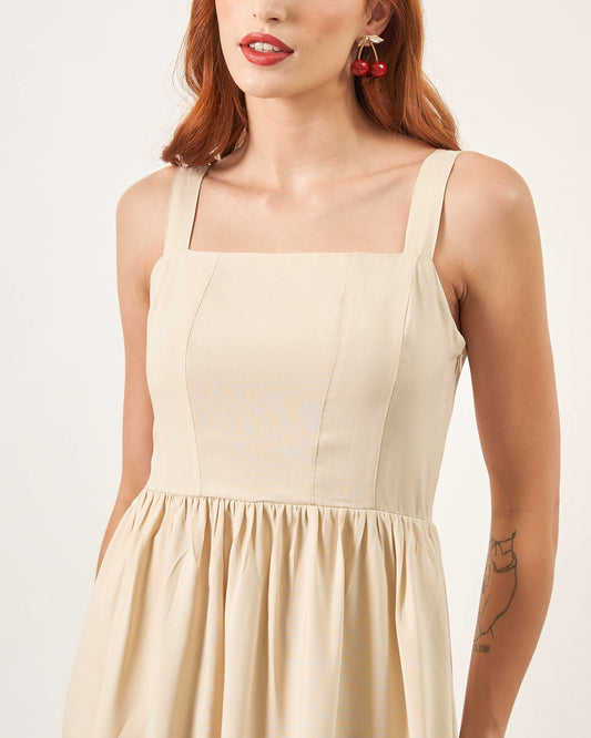 Vestido Midi Frente Única BEGE