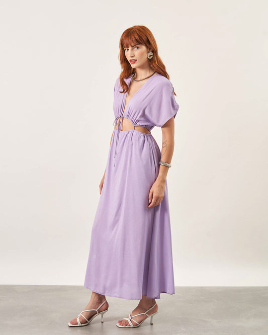 Vestido Midi Franzido Ray LILAS