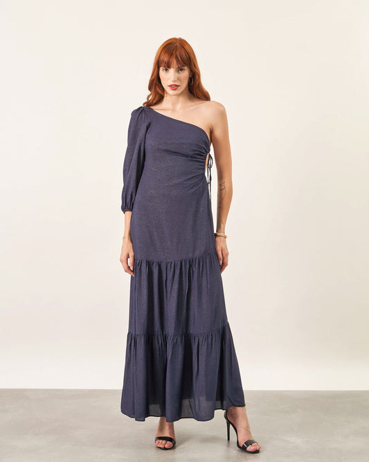 Vestido Málaga Decote Assimétrico AZUL