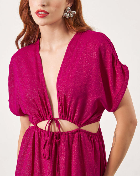 Vestido Midi Franzido Ray BORDO