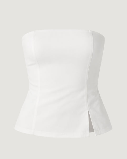 BLUSA SEM ALÇA FENDA FRONTAL BRANCO