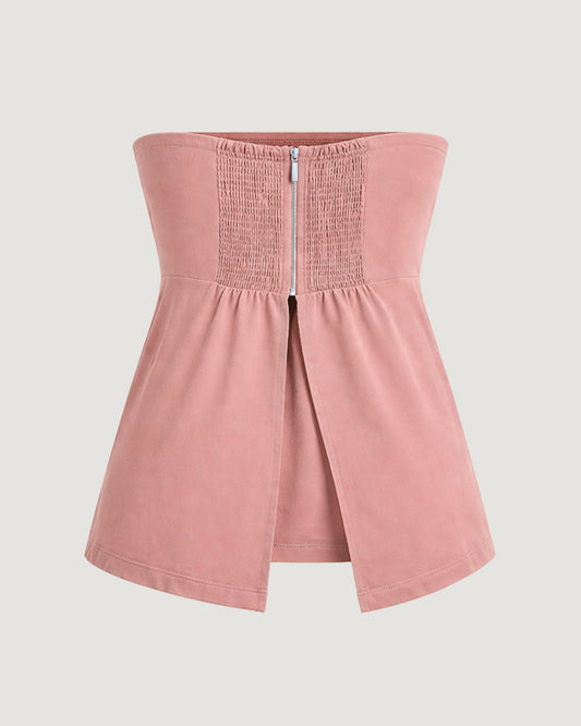 BLUSA SEM ALÇAS ABERTURA COSTAS ROSA