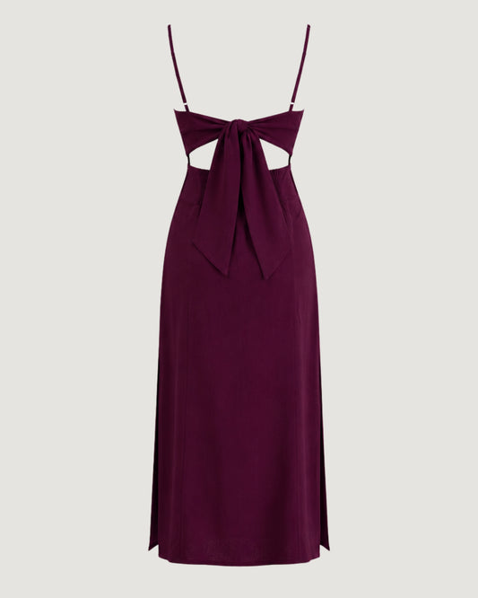 VESTIDO BUSTO ESTRUTURADO COM FENDA LATERAL BURGUNDY (VINHO)