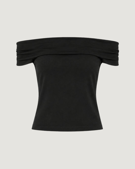 BLUSA DE MALHA DETALHE NO OMBRO PRETO