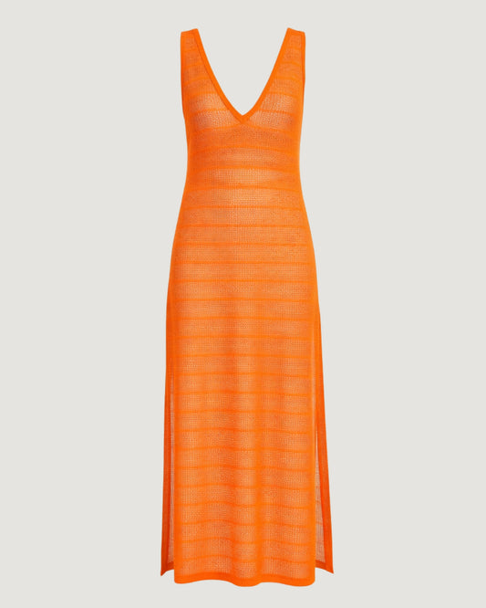VESTIDO LONGO SAÍDA COM DECOTE V LARANJA