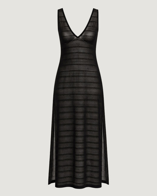 VESTIDO LONGO SAÍDA COM DECOTE V PRETO