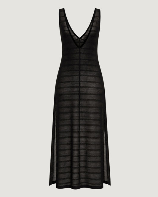 VESTIDO LONGO SAÍDA COM DECOTE V PRETO
