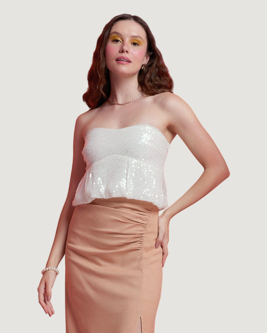 TOP BALONÊ SEM ALÇAS OFF WHITE