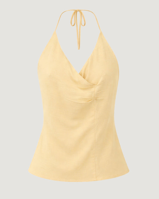 BLUSA FRENTE ÚNICA DETALHE FRANZIDO AMARELO