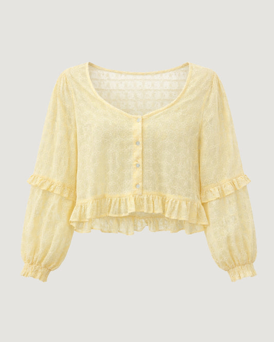 BLUSA BABADOS MANGA LONGA AMARELO