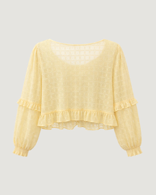 BLUSA BABADOS MANGA LONGA AMARELO