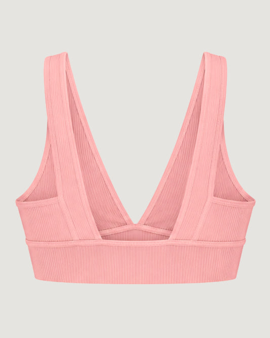 TOP DECOTE V CANELADO ROSA