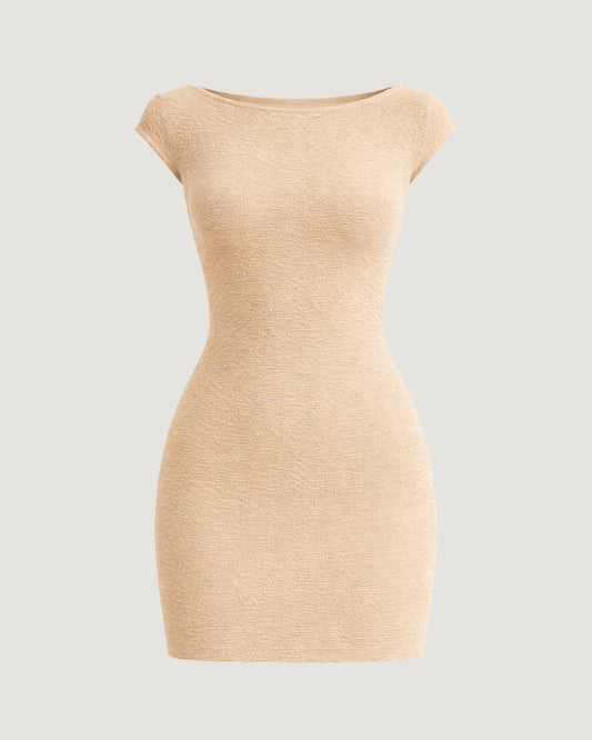 VESTIDO CURTO VAZADO NAS COSTAS BEGE