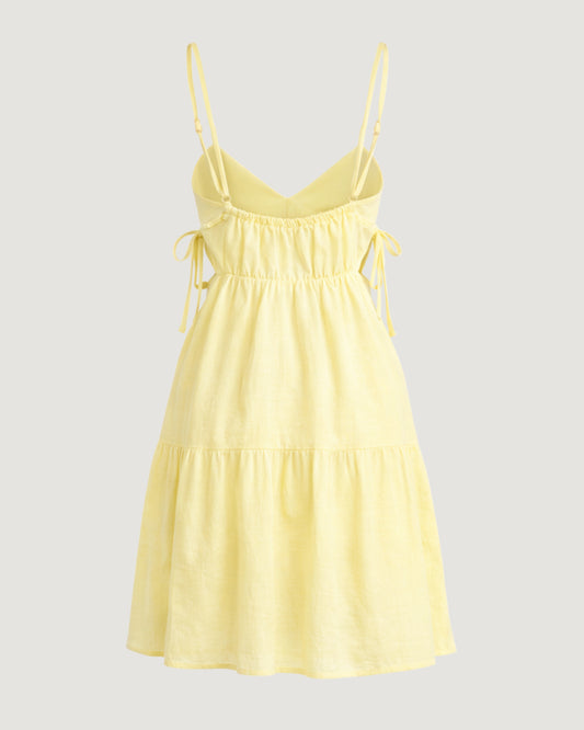 VESTIDO COM VAZADO LATERAL AMARELO
