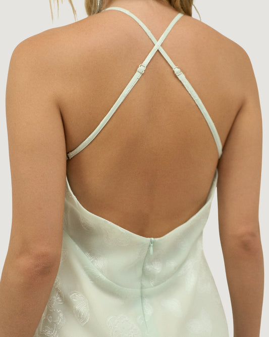 VESTIDO LONGO SEREIA TEXTURIZADO VERDE