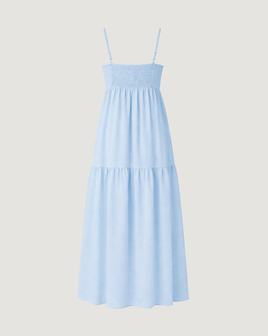 VESTIDO LONGO ABERTURA BUSTO AZUL