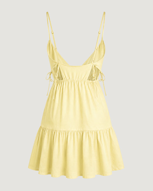 VESTIDO COM VAZADO LATERAL AMARELO