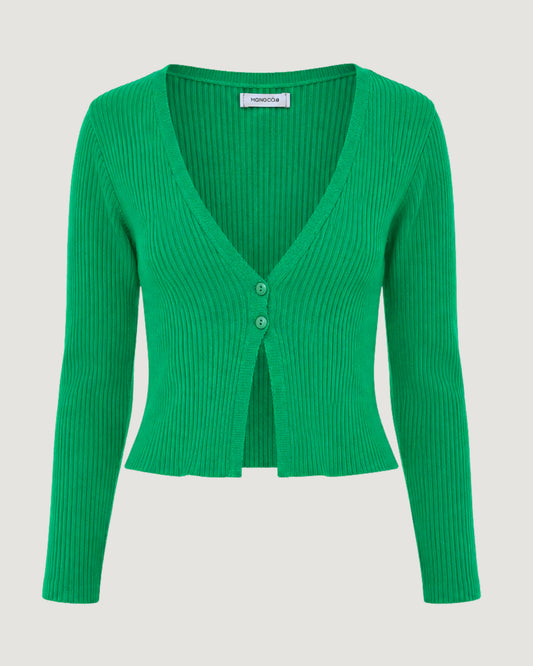 CARDIGAN CROPPED COM ABERTURA VERDE