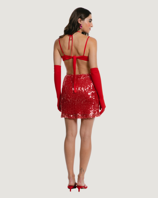 Saia Mini Paetê VERMELHO