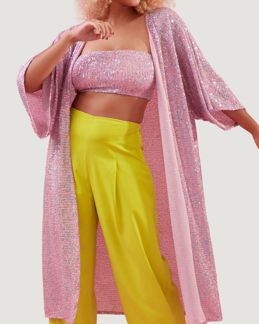 Kimono Longo Paetê Zuri ROSA