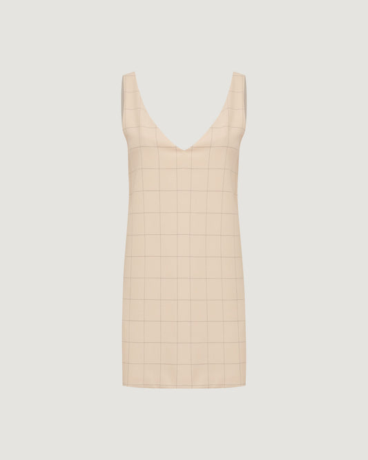 Vestido Amplo Decote V BEGE