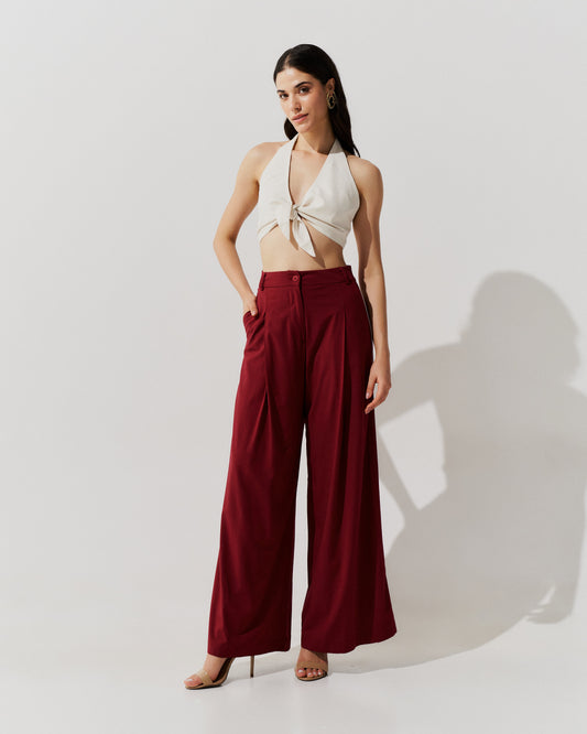 Calça Pantalona com Vivo VINHO