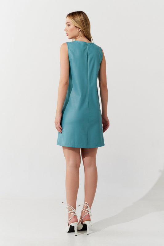 Vestido Curto Couro AZUL