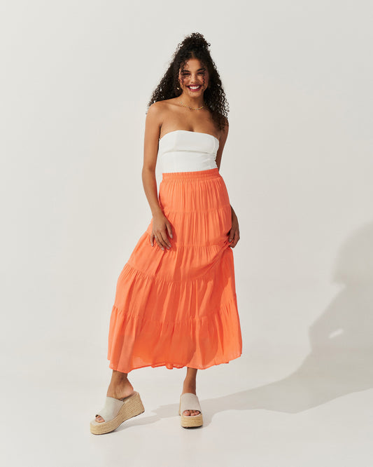 Saia Longa Voil de Viscose LARANJA