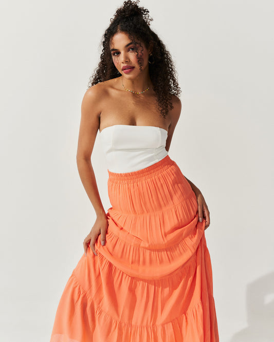 Saia Longa Voil de Viscose LARANJA
