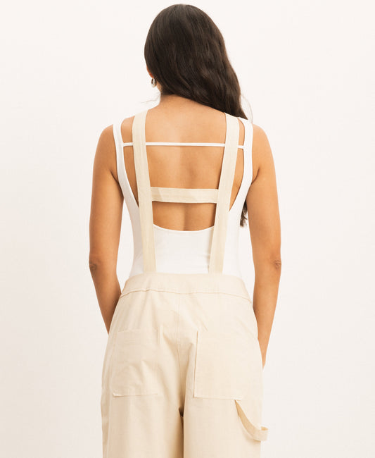 MACACÃO JARDINEIRA ALABAMA OFF WHITE