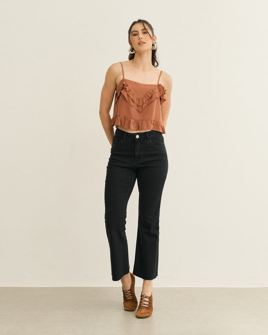 CALCA FLARE CROPPED PRETO