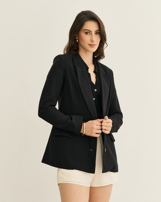 BLAZER ALFAIATARIA ACINTURADO PRETO