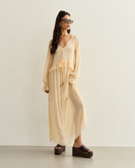 VESTIDO BOHO LUREX AMARELO