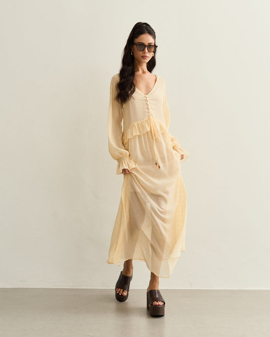 VESTIDO BOHO LUREX AMARELO