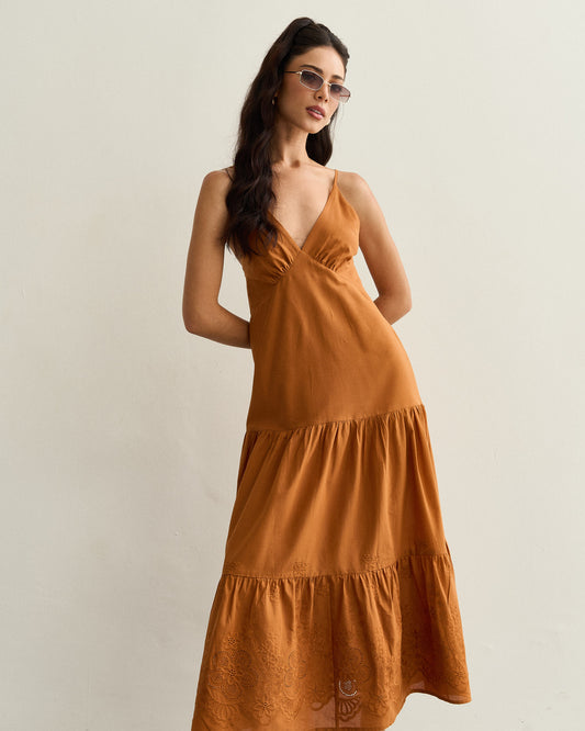 VESTIDO TRÊS MARIAS LAISE CARAMELO