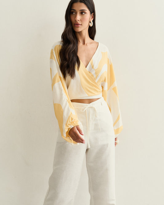 BLUSA TRANSPASSE ESTAMPA AMARELO