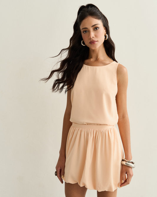 SAIA CURTA BALONÊ BEGE