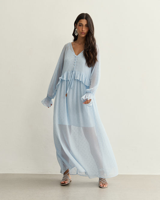 VESTIDO BOHO LUREX AZUL