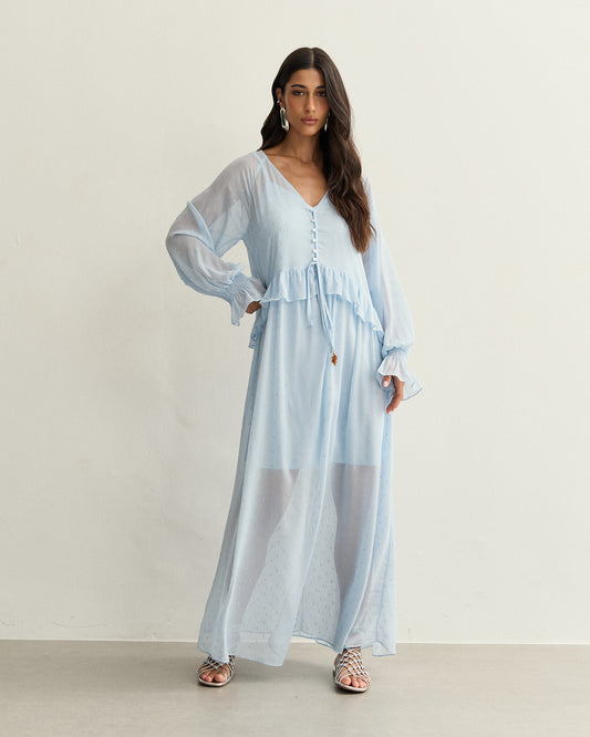 VESTIDO BOHO LUREX AZUL