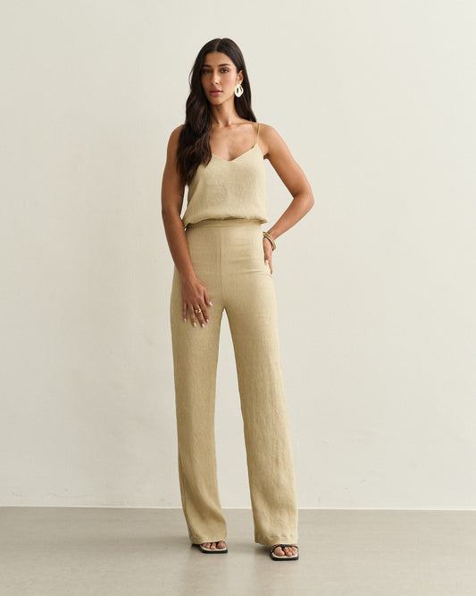 CALÇA CANELADO VISCOSE VERDE