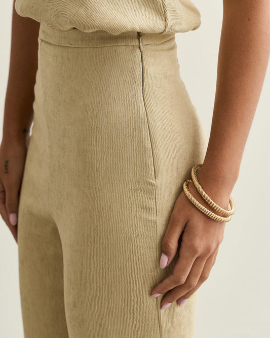 CALÇA CANELADO VISCOSE VERDE