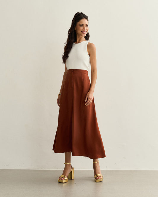 SAIA MIDI RECORTES MARROM