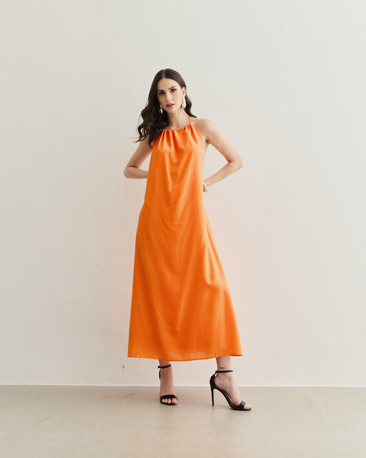 VESTIDO FRENTE ÚNICA LARANJA