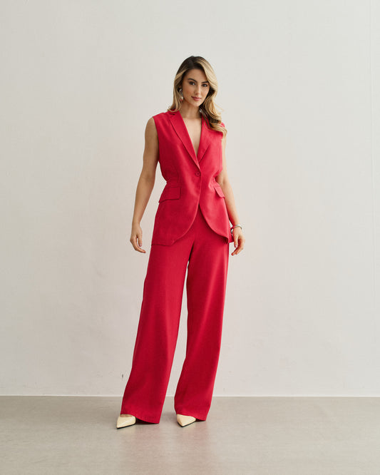 COLETE ALFAIATARIA LONGO VERMELHO