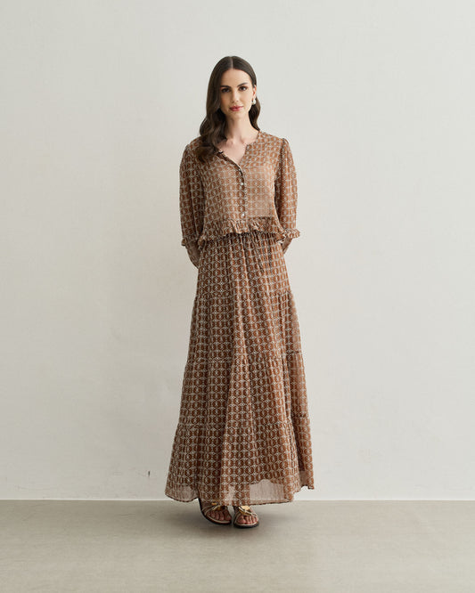 BLUSA BABADOS MANGA LONGA MARROM