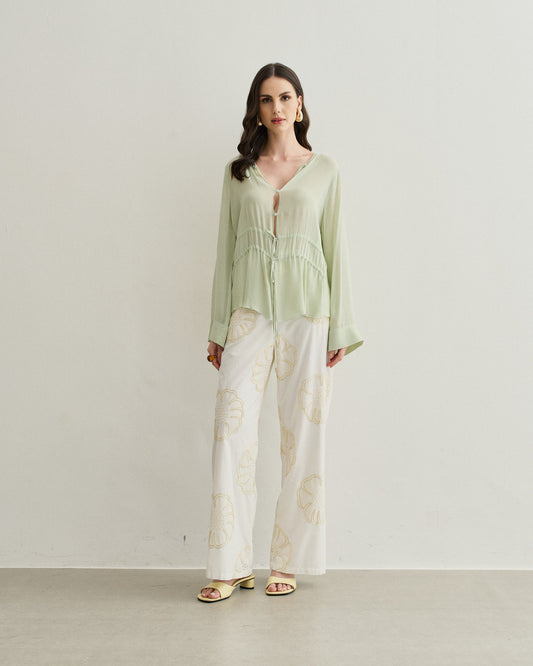 BLUSA ACABAMENTO FRUFRU VERDE
